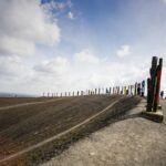 Totempfähle als Kunstwerk auf Halde Haniel in Bottrop